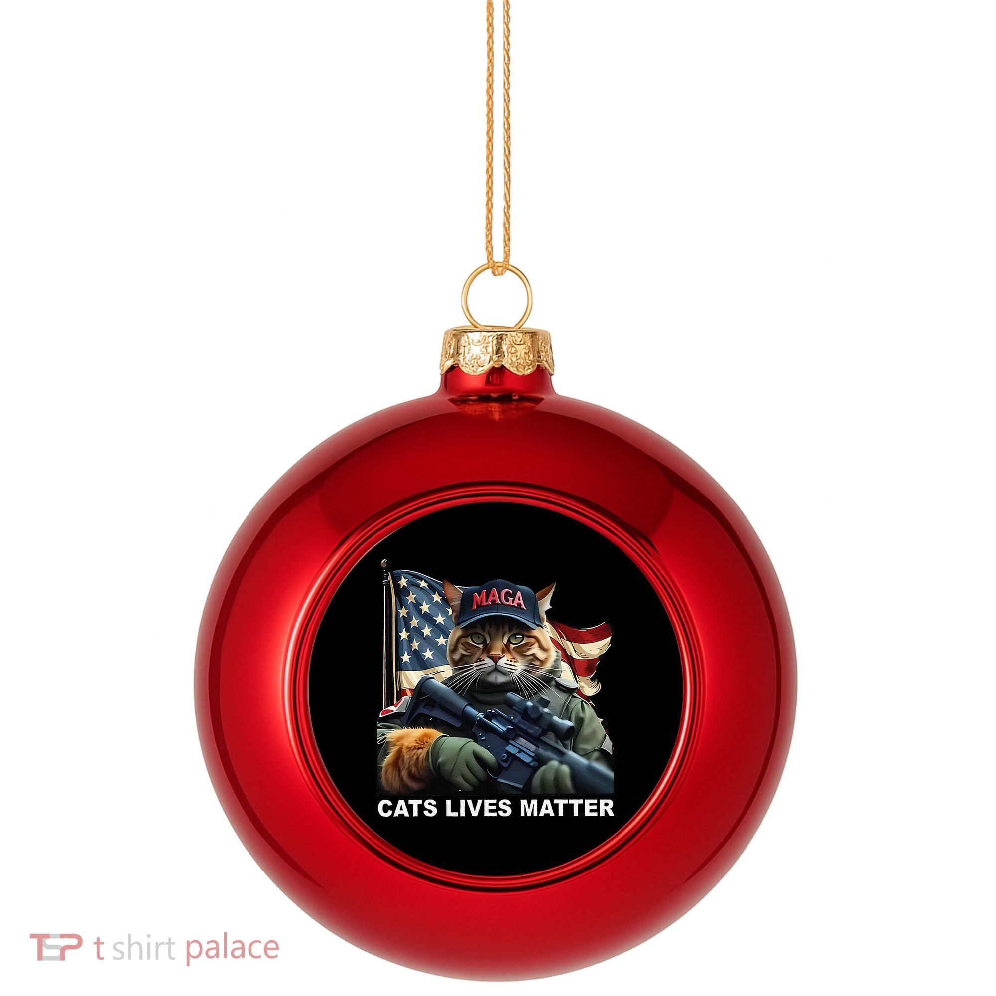 Cats Lives Matter Funny Trump 2024 Cat Maga Gift Plastic Christmas Ball Ornament
