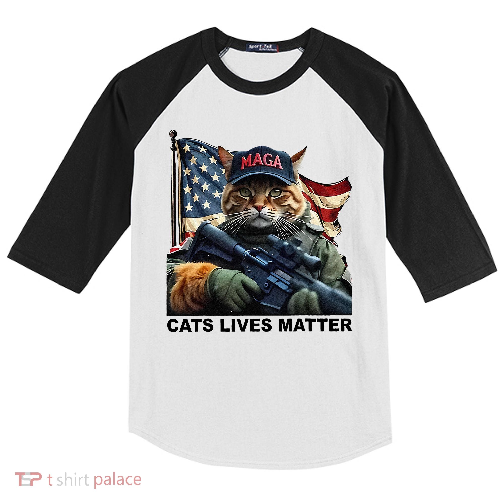 Cats Lives Matter Funny Trump 2024 Cat Maga Gift Kids Colorblock Raglan Jersey