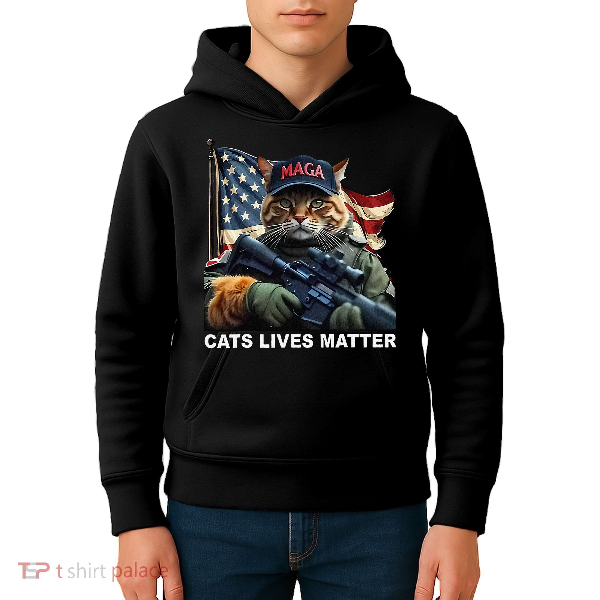 Cats Lives Matter Funny Trump 2024 Cat Maga Gift Kids Hoodie