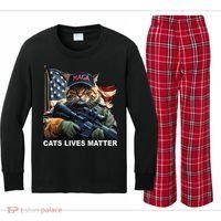 Cats Lives Matter Funny Trump 2024 Cat Maga Gift Kids Long Sleeve Plaid Pajama Set thumb 0