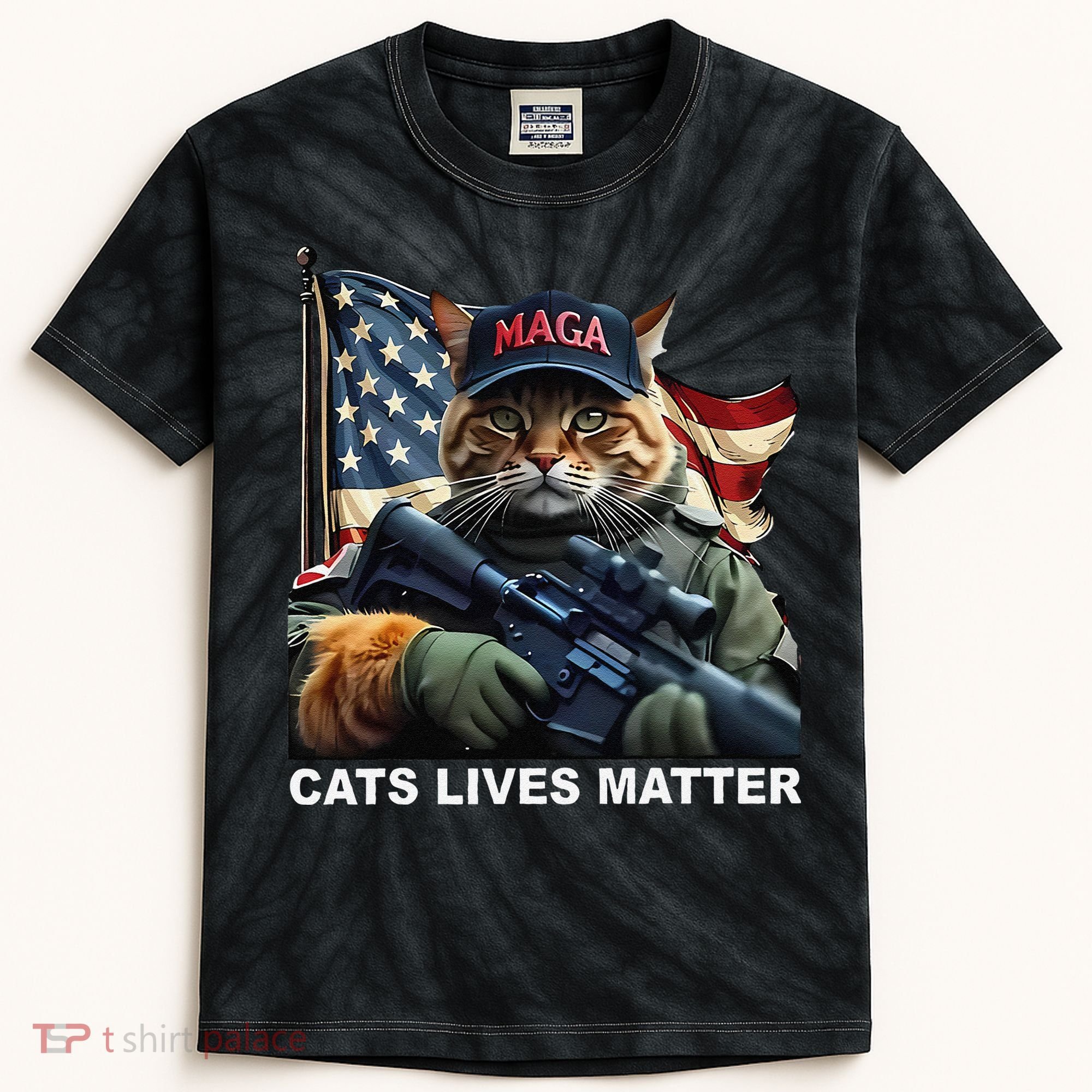 Cats Lives Matter Funny Trump 2024 Cat Maga Gift Kids Tie-Dye T-Shirt