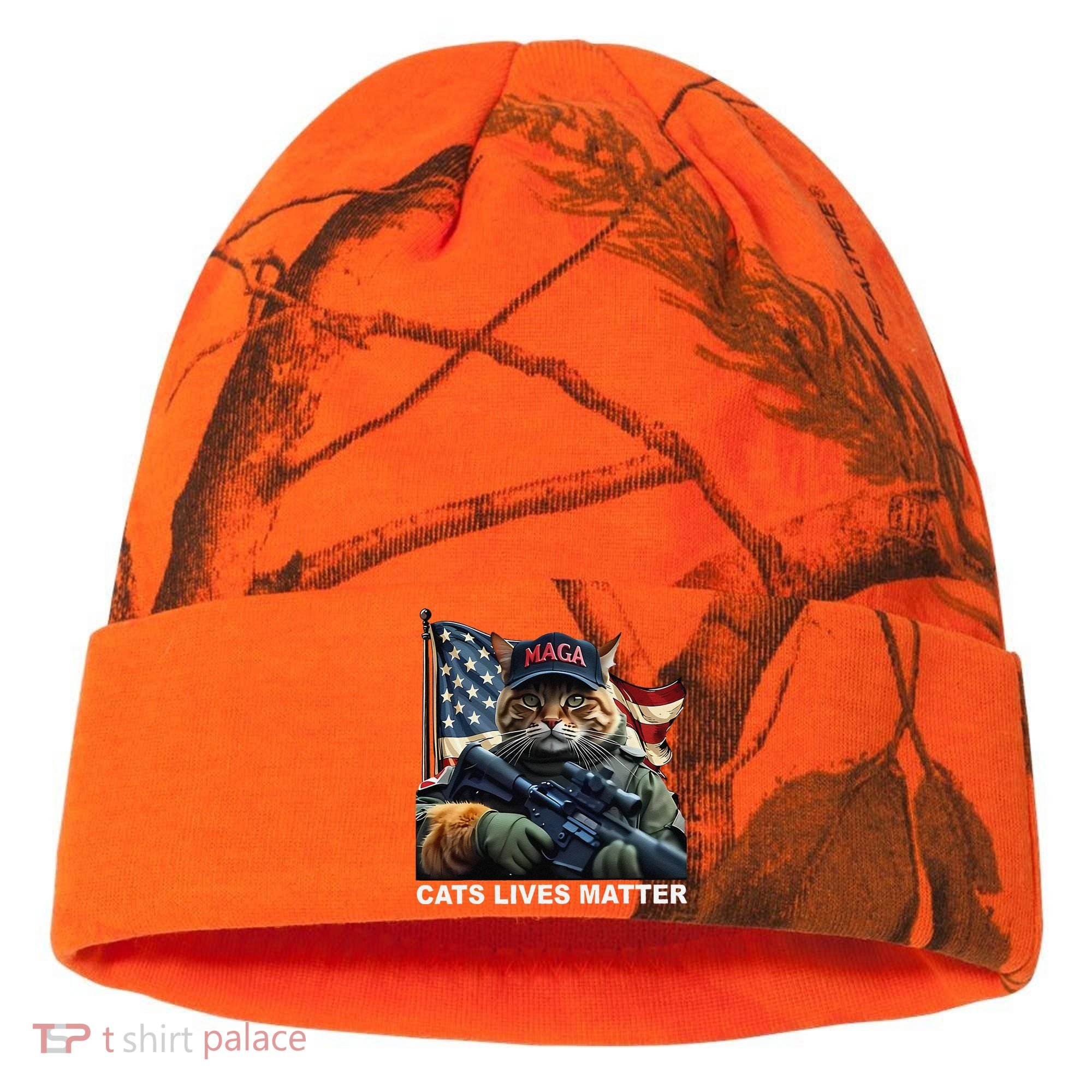 Cats Lives Matter Funny Trump 2024 Cat Maga Gift Kati Licensed 12" Camo Cuffed Beanie