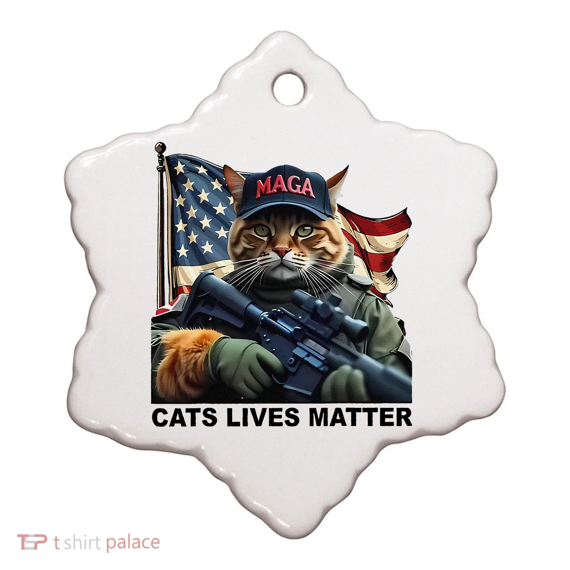 Cats Lives Matter Funny Trump 2024 Cat Maga Gift Ceramic Ornament