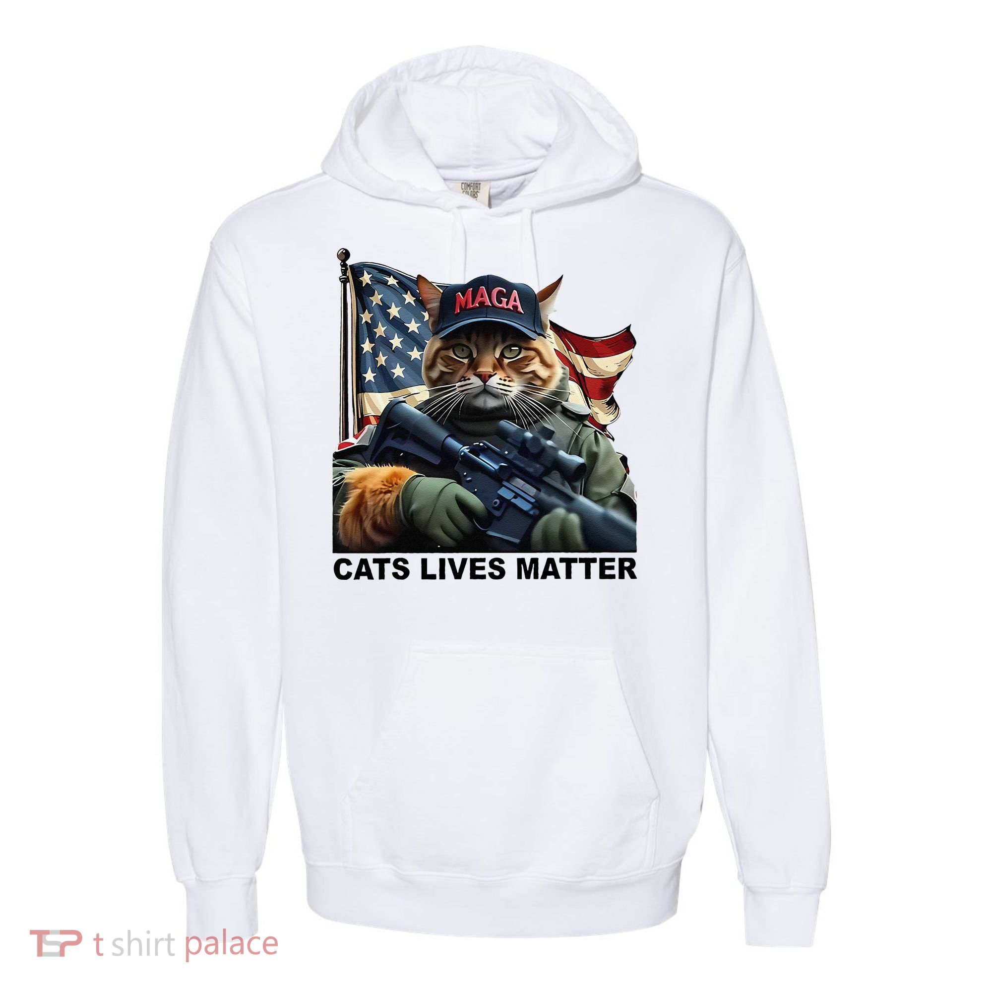 Cats Lives Matter Funny Trump 2024 Cat Maga Gift Comfort Colors Garment-Dyed Hooded Sweatshirt