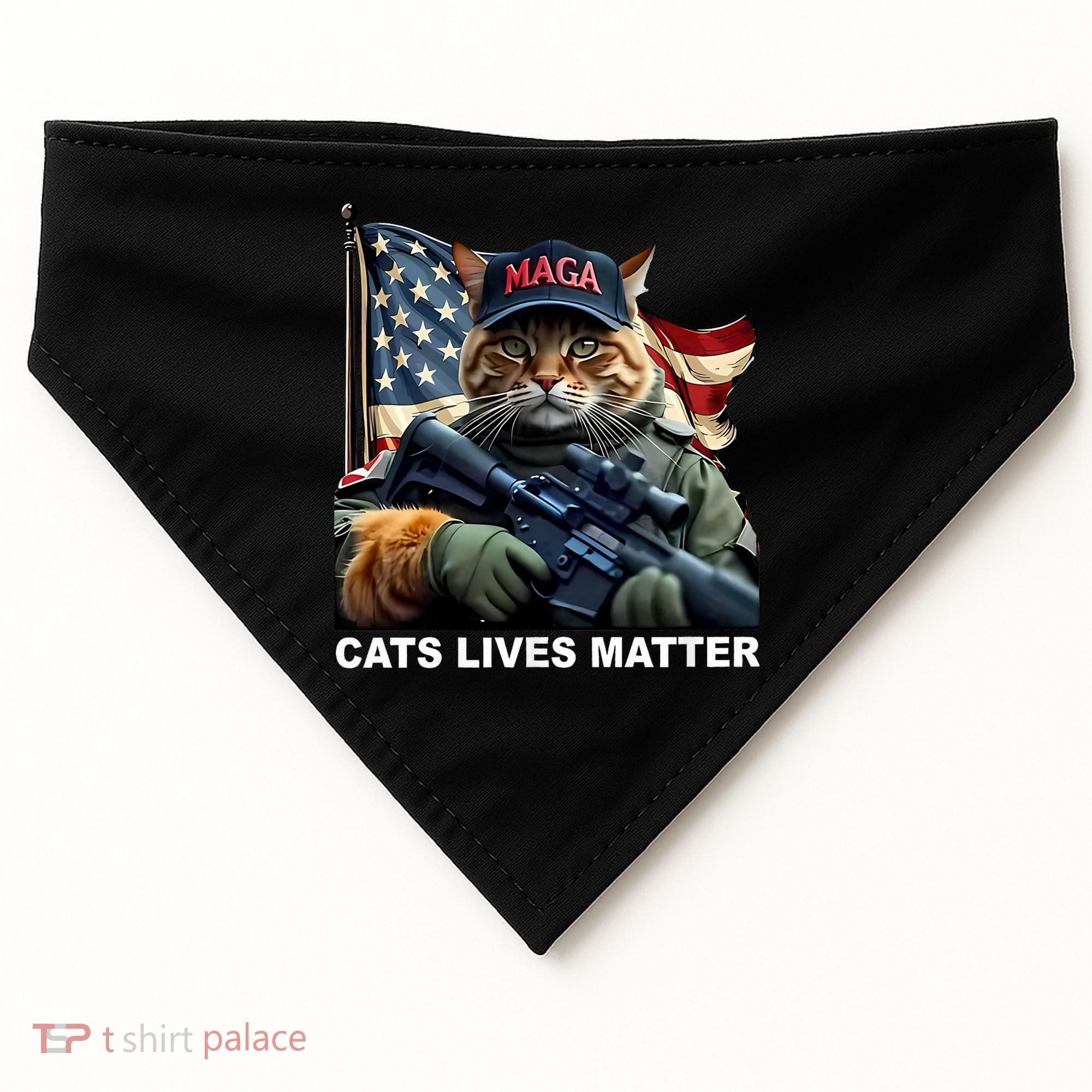 Cats Lives Matter Funny Trump 2024 Cat Maga USA-Made Doggie Bandana