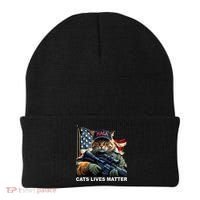 Cats Lives Matter Funny Trump 2024 Cat Maga Beanie thumb 0