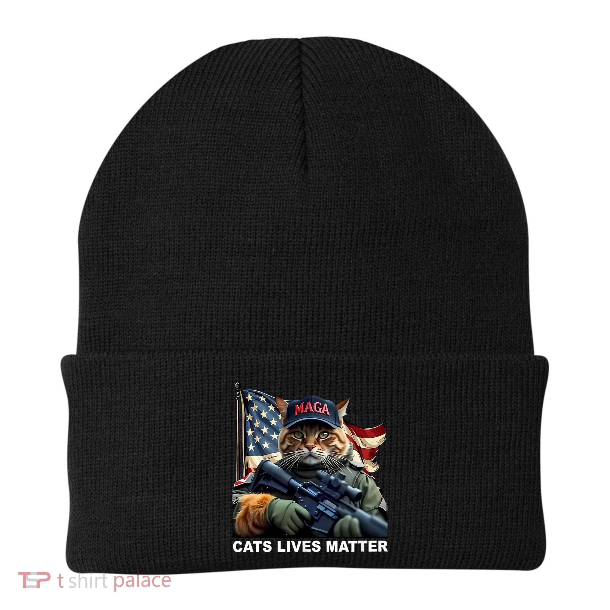 Cats Lives Matter Funny Trump 2024 Cat Maga Beanie