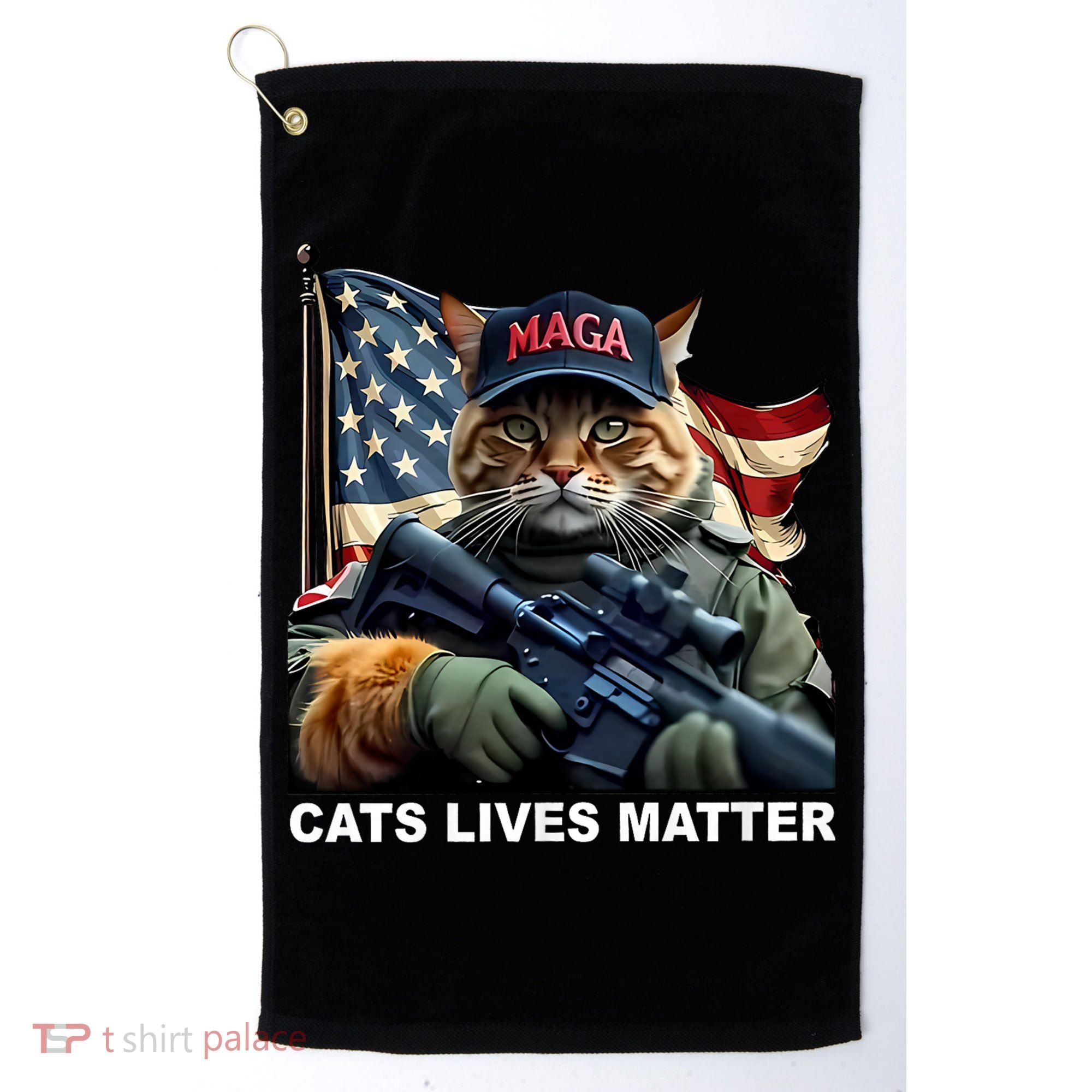 Cats Lives Matter Funny Trump 2024 Cat Maga Golf Towel