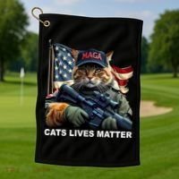 Cats Lives Matter Funny Trump 2024 Cat Maga Golf Towel thumb 1
