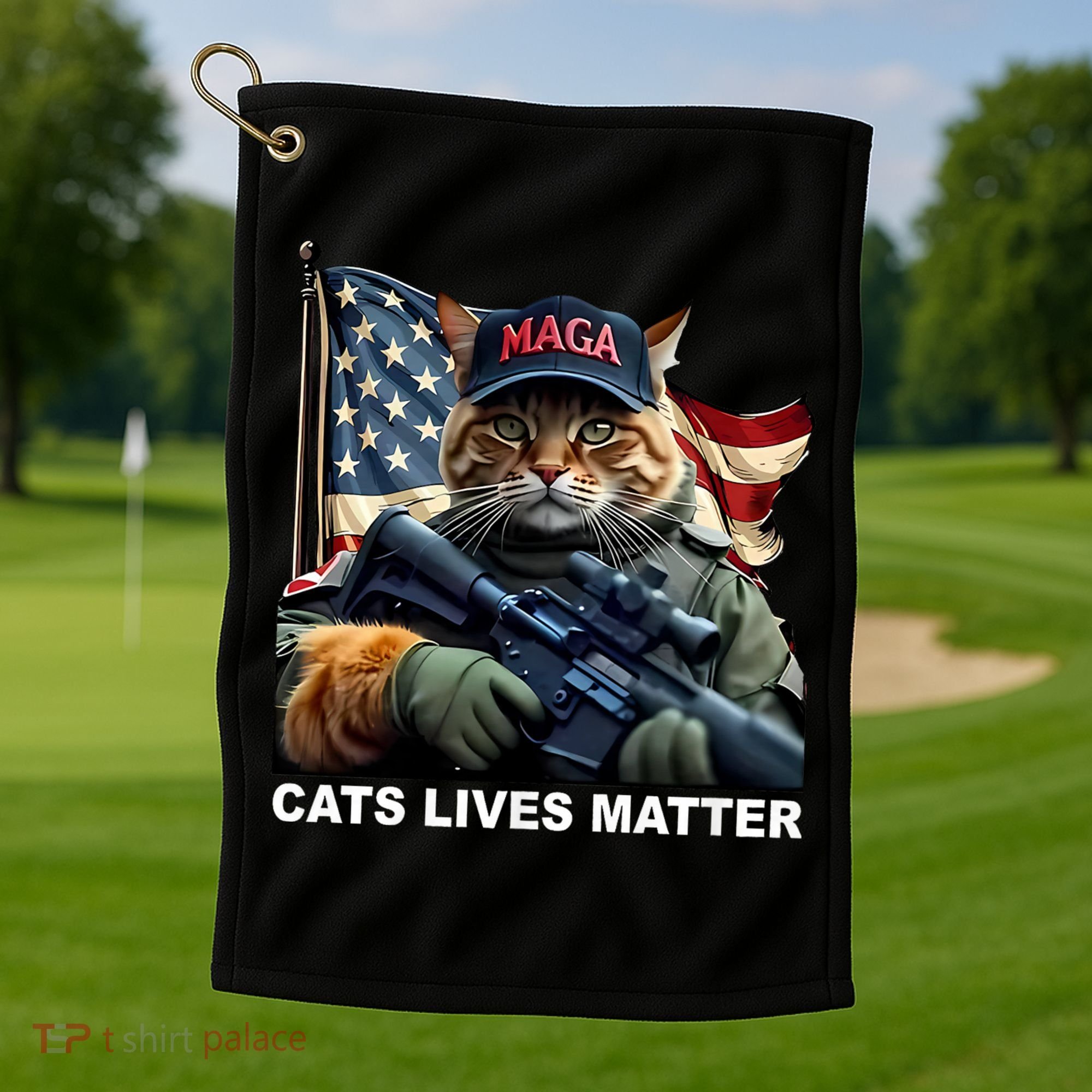 Cats Lives Matter Funny Trump 2024 Cat Maga Golf Towel