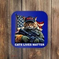 Cats Lives Matter Funny Trump 2024 Cat Maga Coaster thumb 0