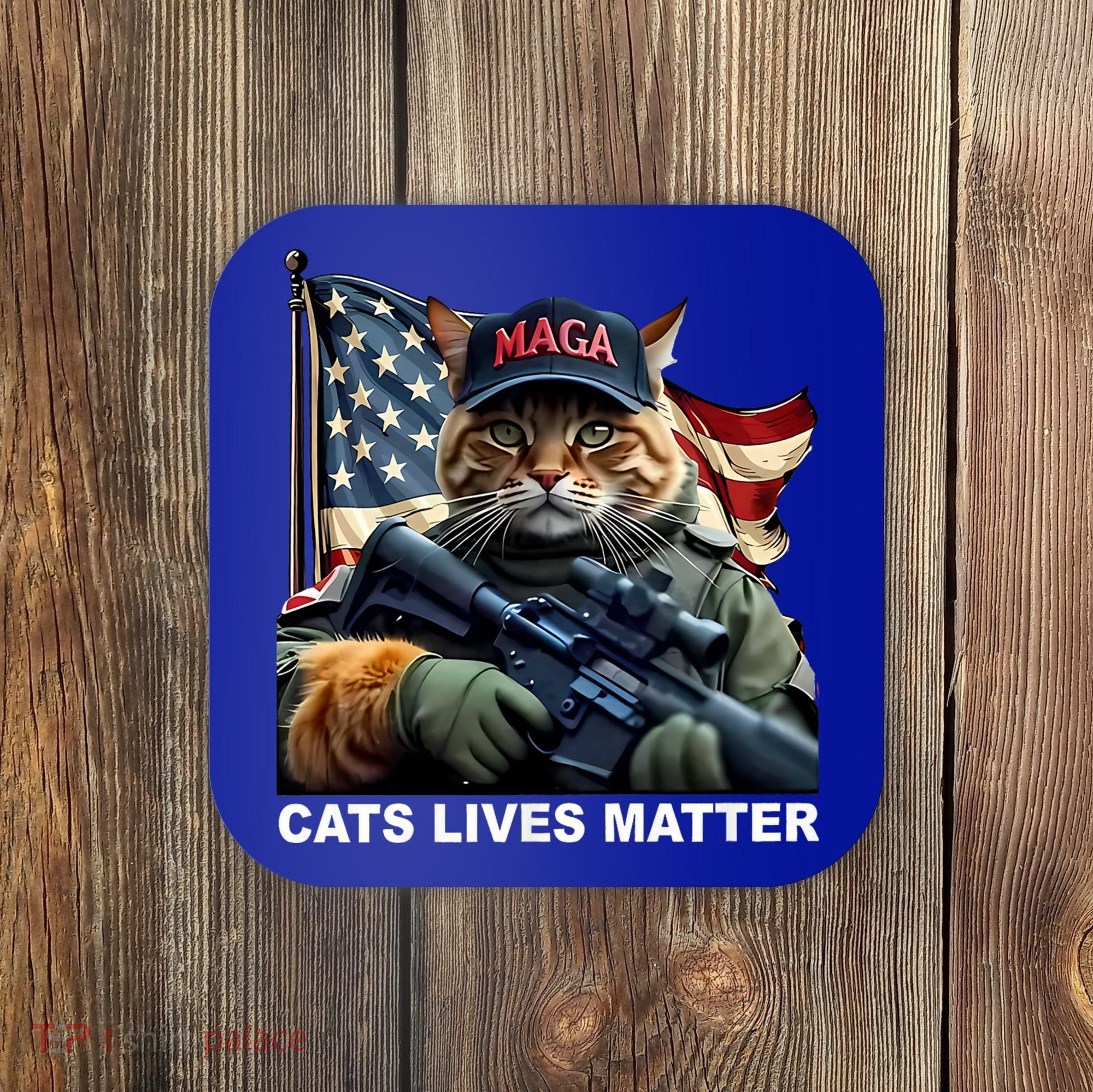 Cats Lives Matter Funny Trump 2024 Cat Maga Coaster
