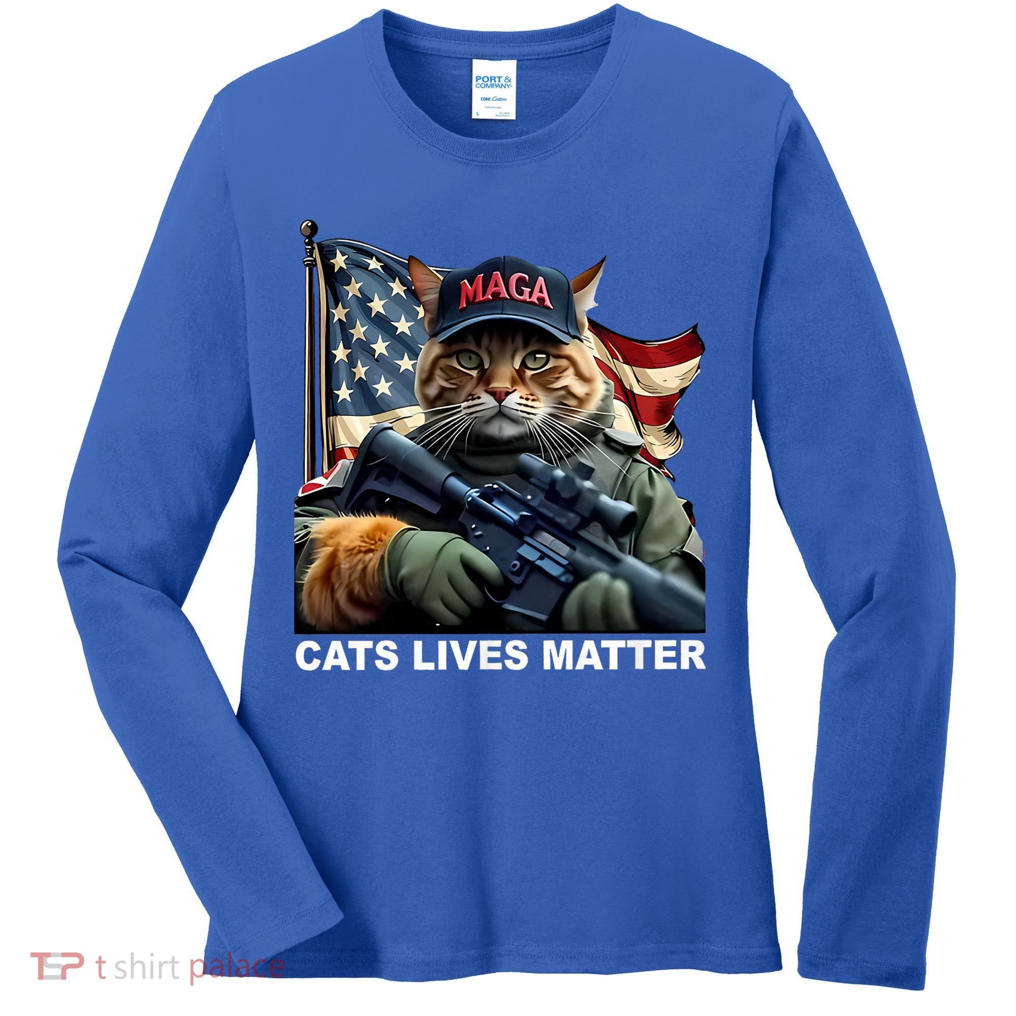 Cats Lives Matter Funny Trump 2024 Cat Maga Women's Long Sleeve Shirt