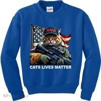 Cats Lives Matter Funny Trump 2024 Cat Maga Kids Sweatshirt thumb 0