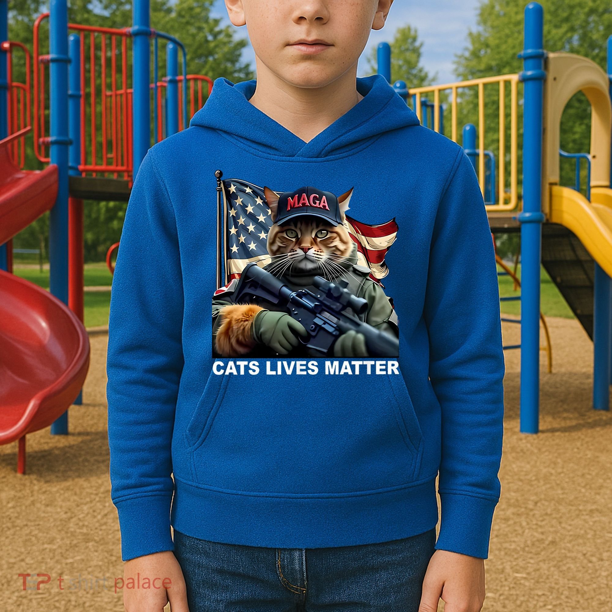 Cats Lives Matter Funny Trump 2024 Cat Maga Kids Hoodie
