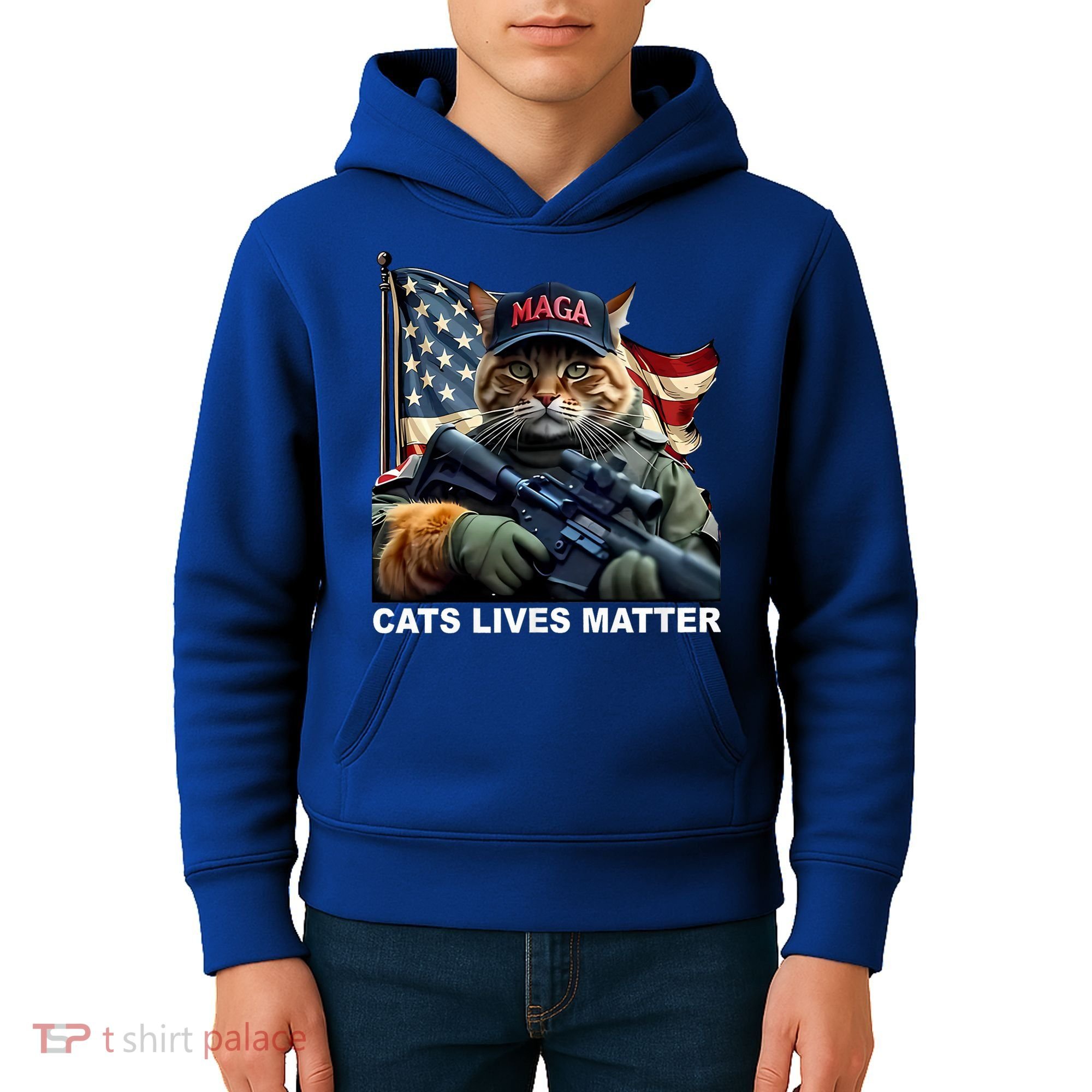 Cats Lives Matter Funny Trump 2024 Cat Maga Kids Hoodie
