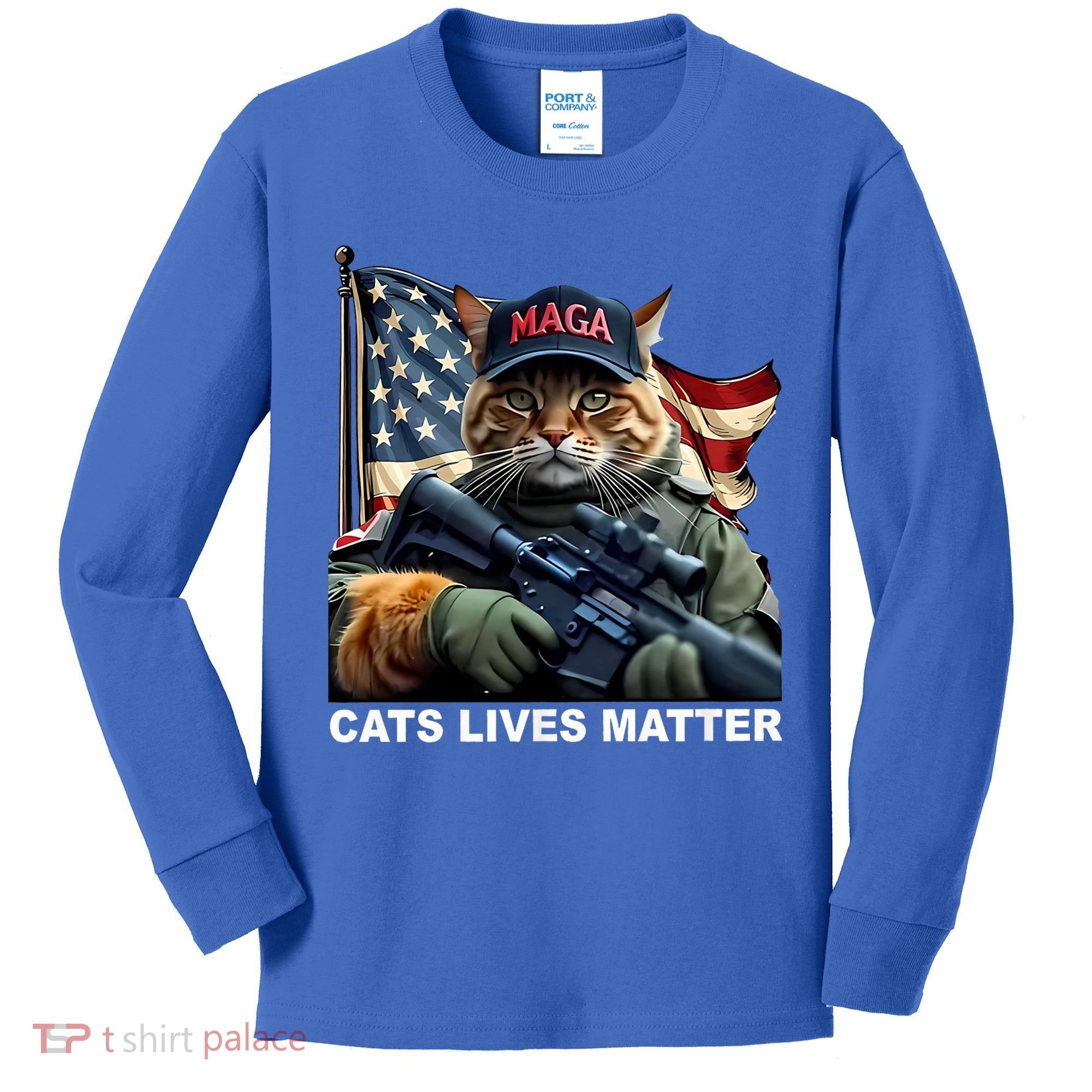 Cats Lives Matter Funny Trump 2024 Cat Maga Kids Long Sleeve Shirt