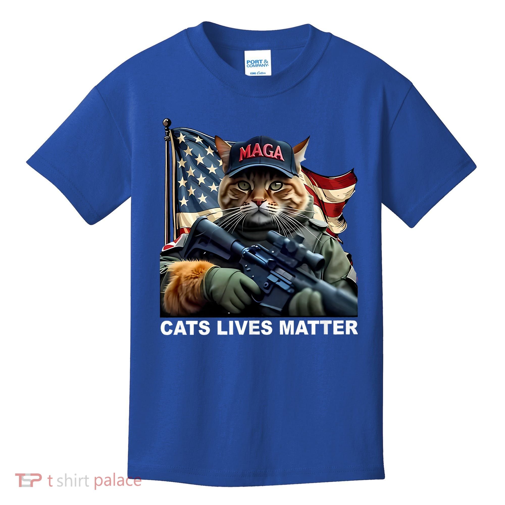 Cats Lives Matter Funny Trump 2024 Cat Maga Kids T-Shirt