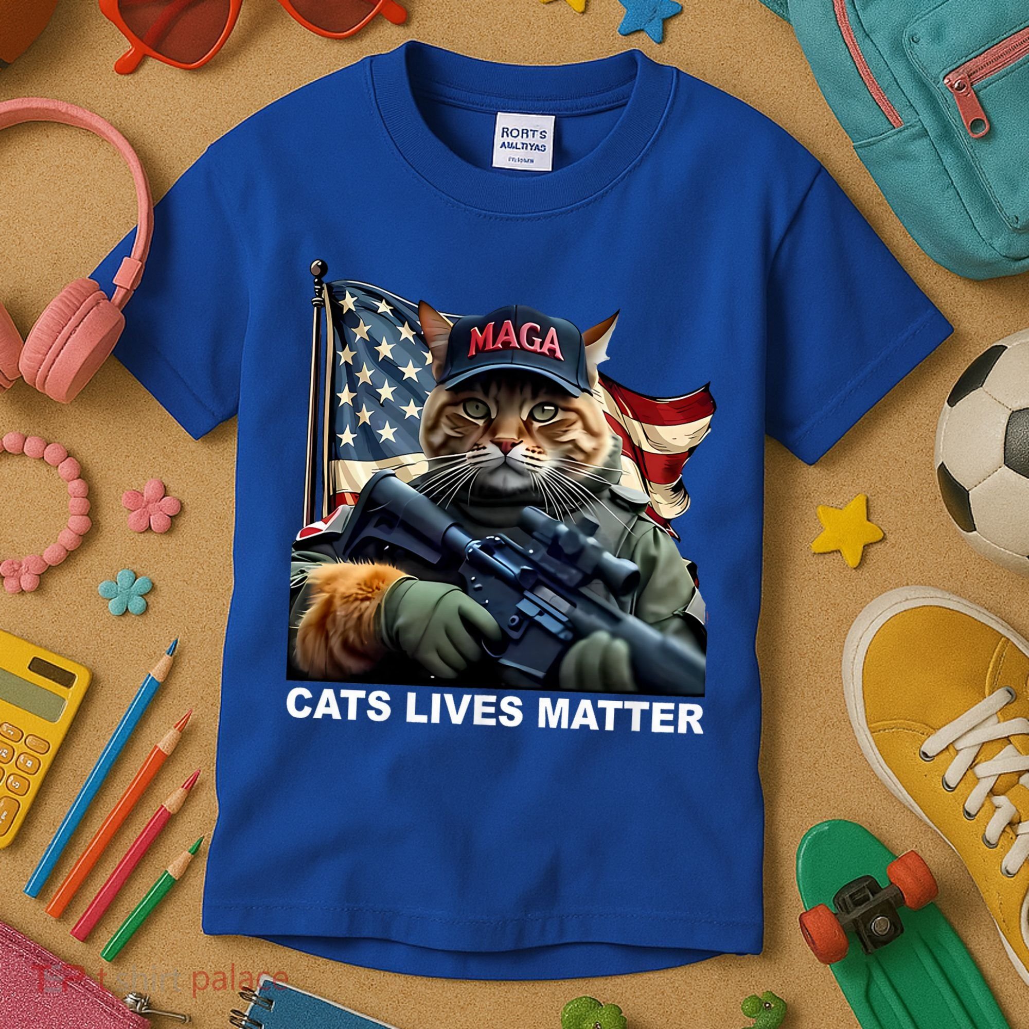 Cats Lives Matter Funny Trump 2024 Cat Maga Kids T-Shirt