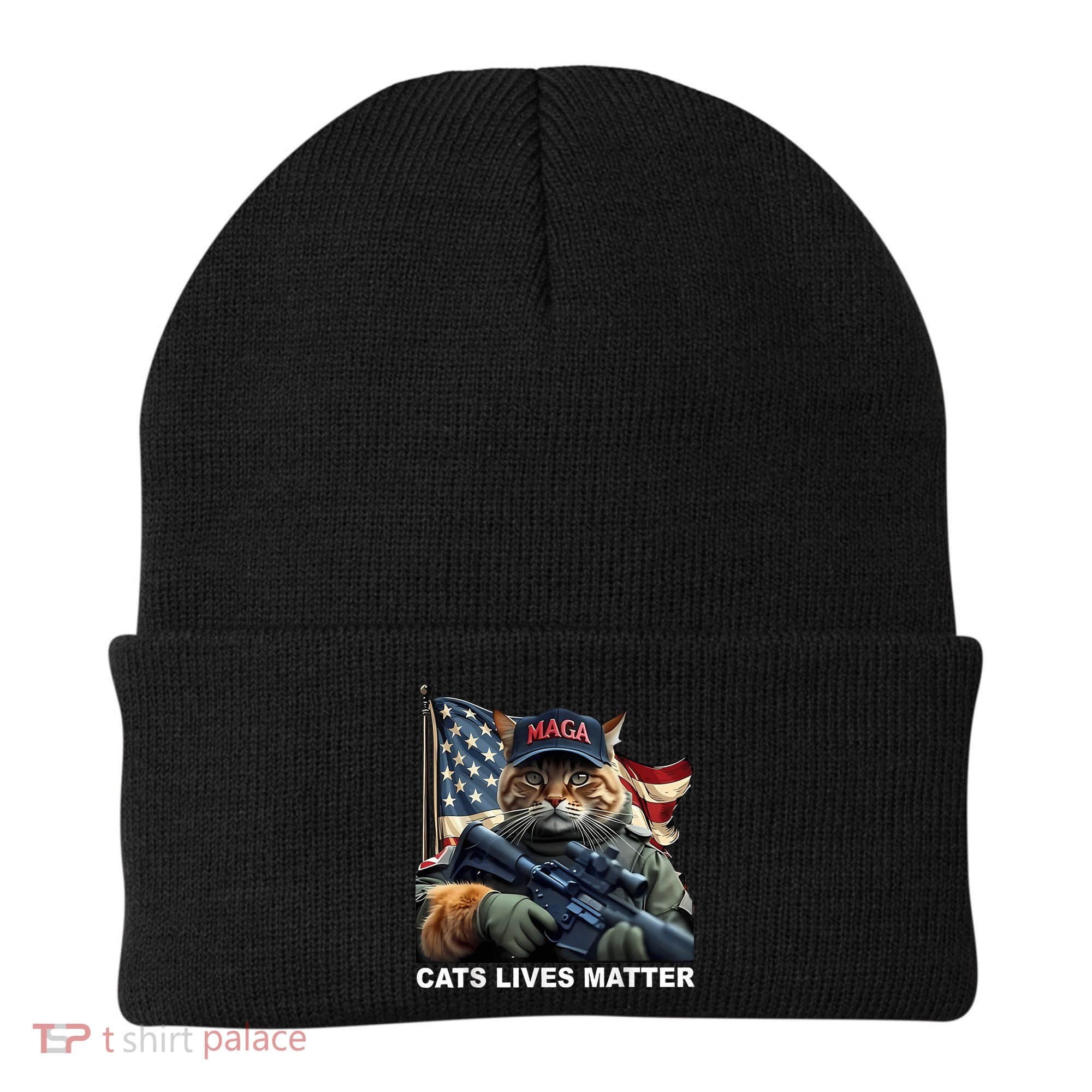Cats Lives Matter Funny Trump 2024 Cat Maga Beanie