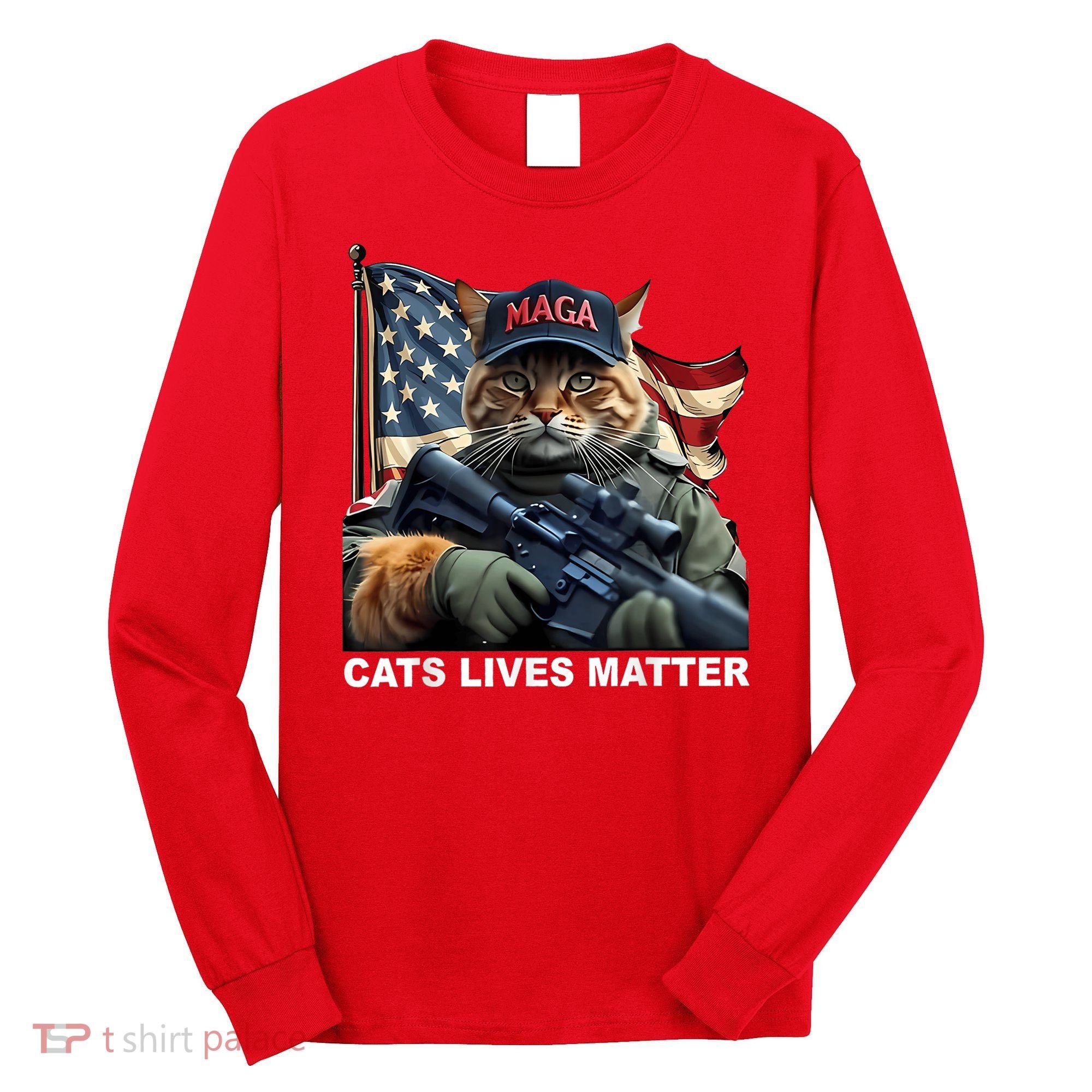 Cats Lives Matter Funny Trump 2024 Cat Maga Long Sleeve Shirt