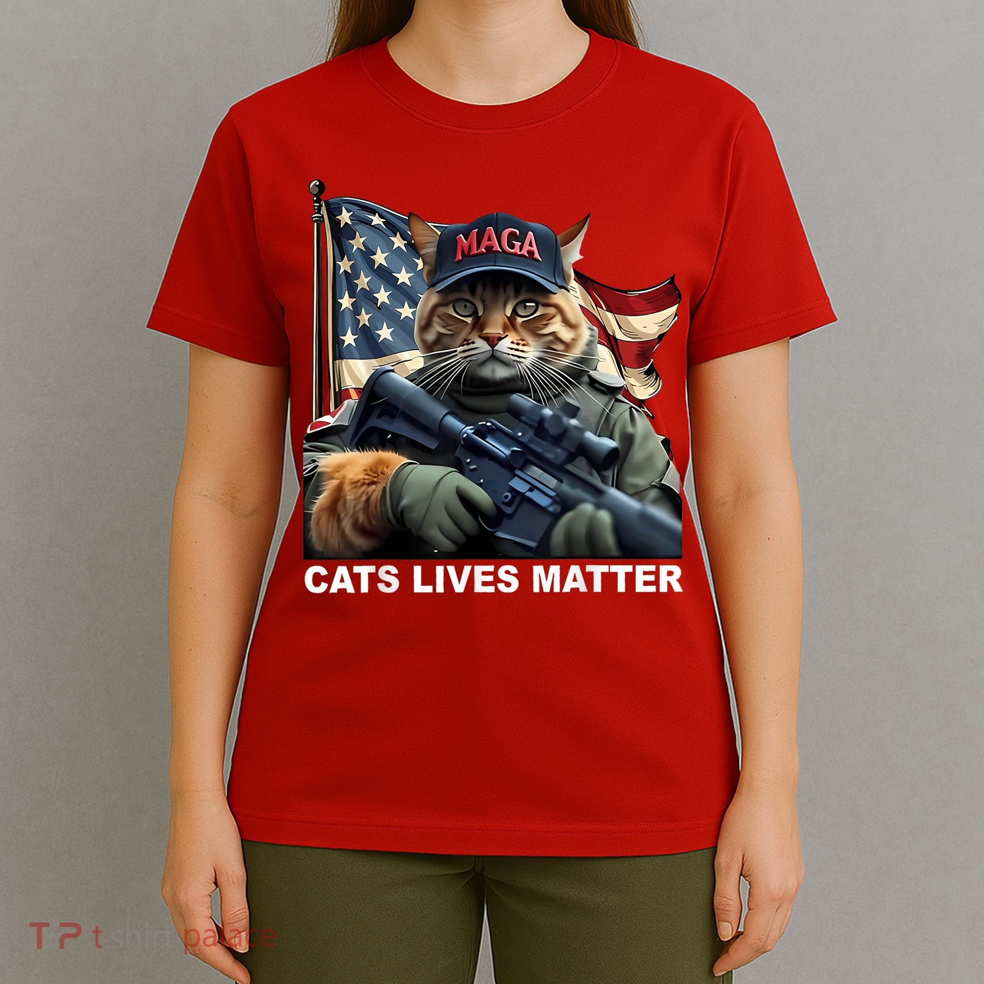 Cats Lives Matter Funny Trump 2024 Cat Maga T-Shirt