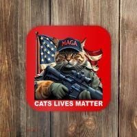 Cats Lives Matter Funny Trump 2024 Cat Maga Coaster thumb 0
