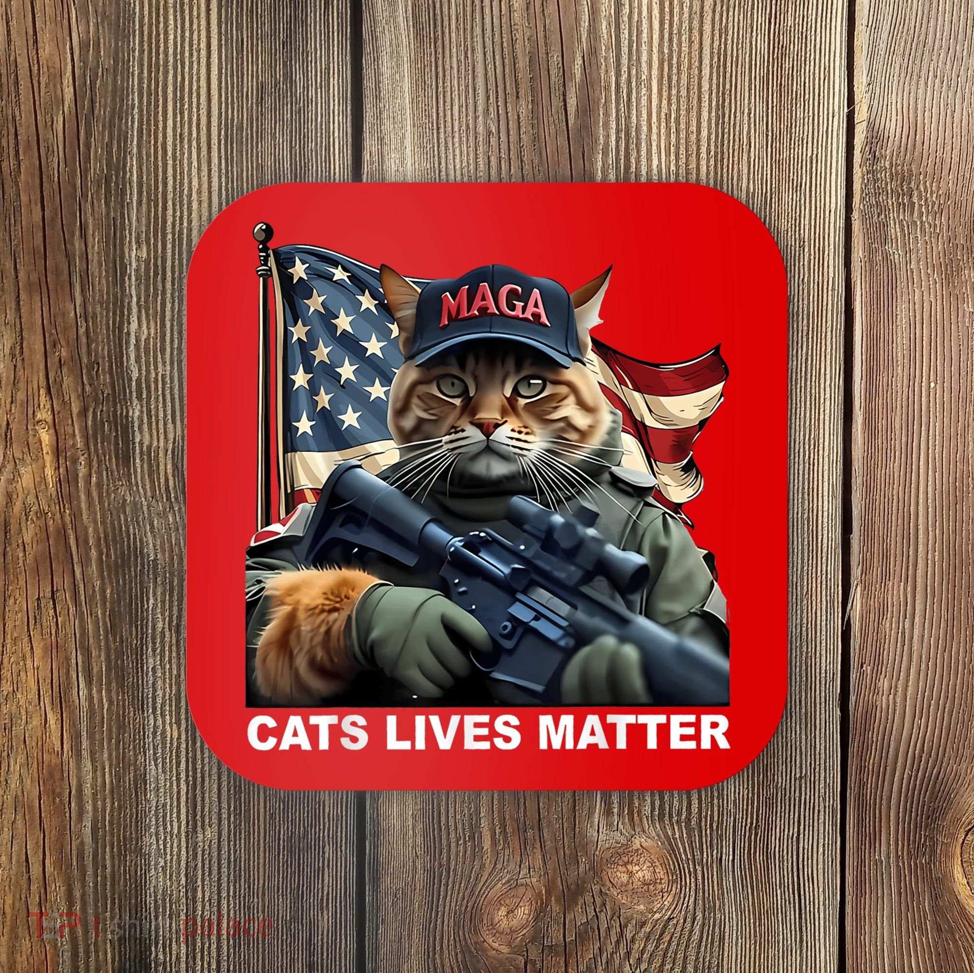 Cats Lives Matter Funny Trump 2024 Cat Maga Coaster