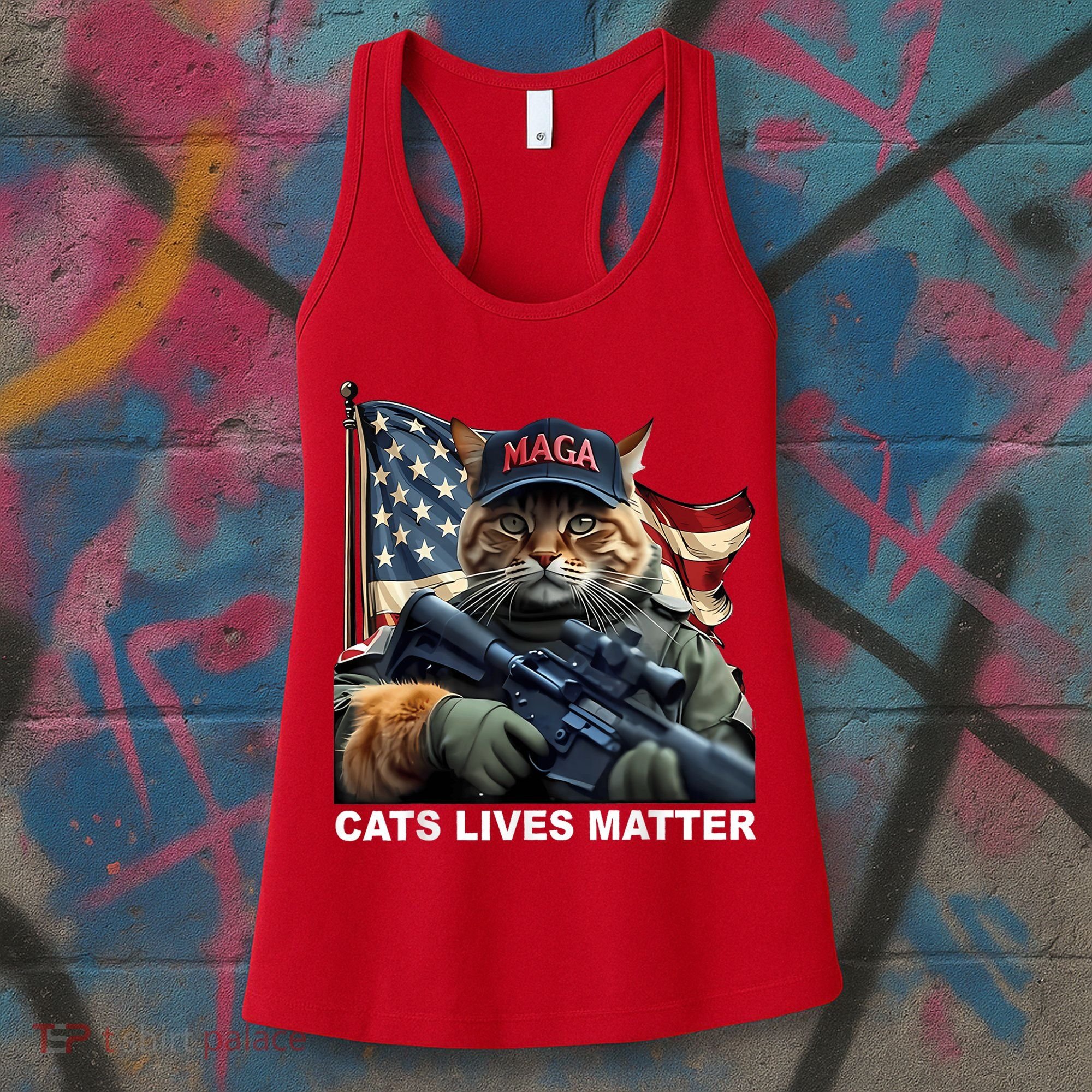 Cats Lives Matter Funny Trump 2024 Cat Maga Women's Tank Top