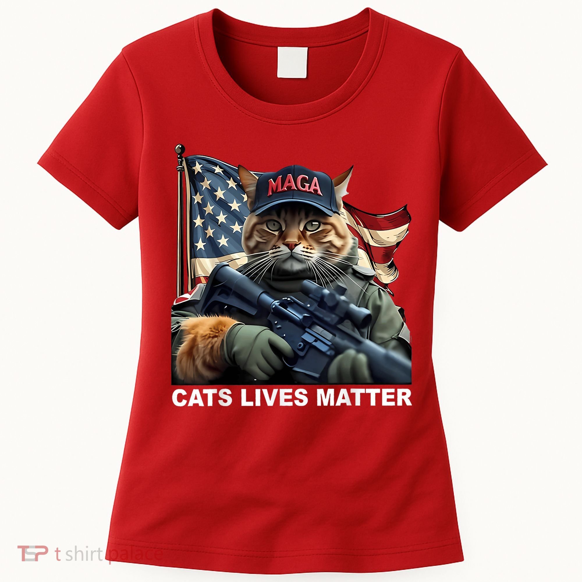 Cats Lives Matter Funny Trump 2024 Cat Maga Women's T-Shirt