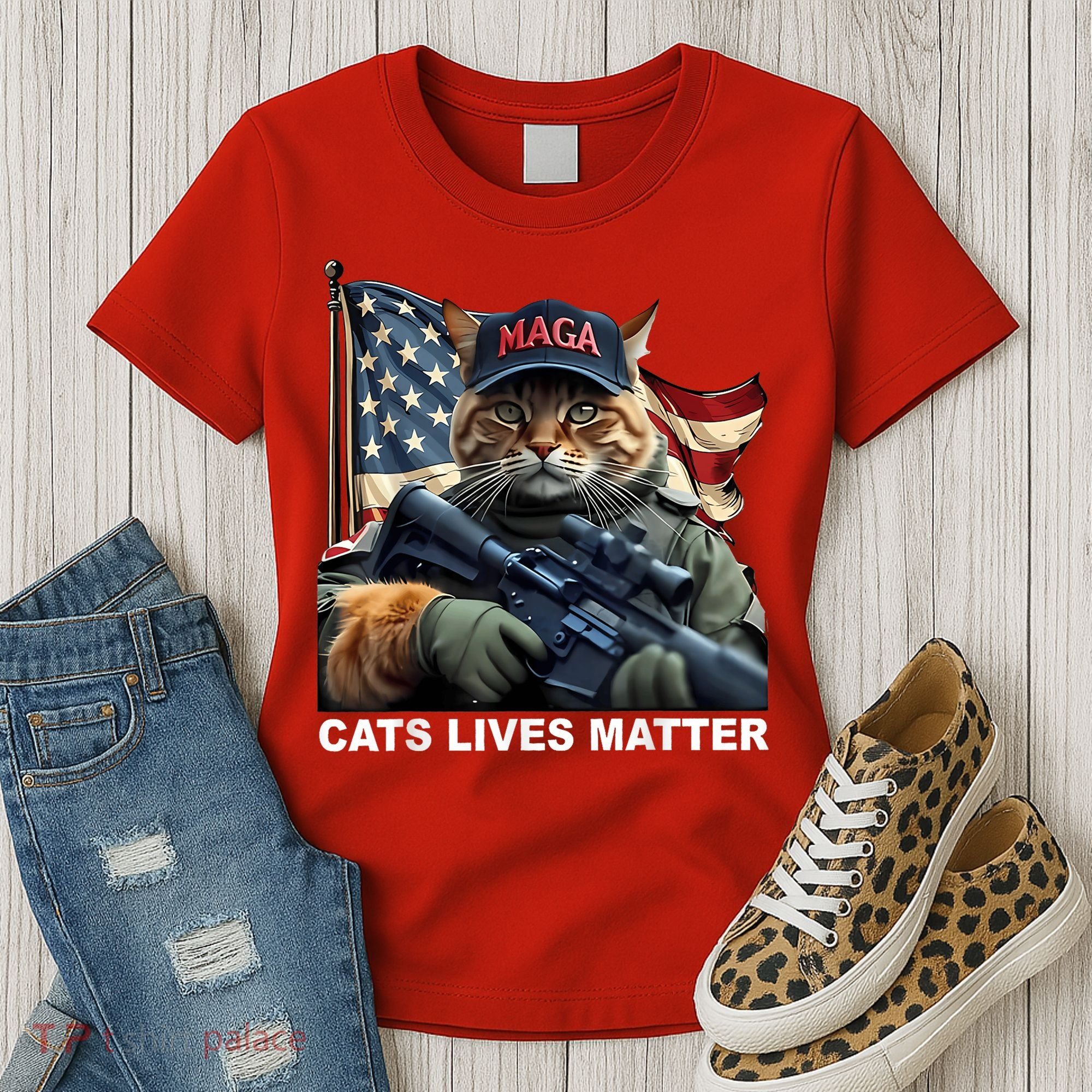 Cats Lives Matter Funny Trump 2024 Cat Maga Women's T-Shirt