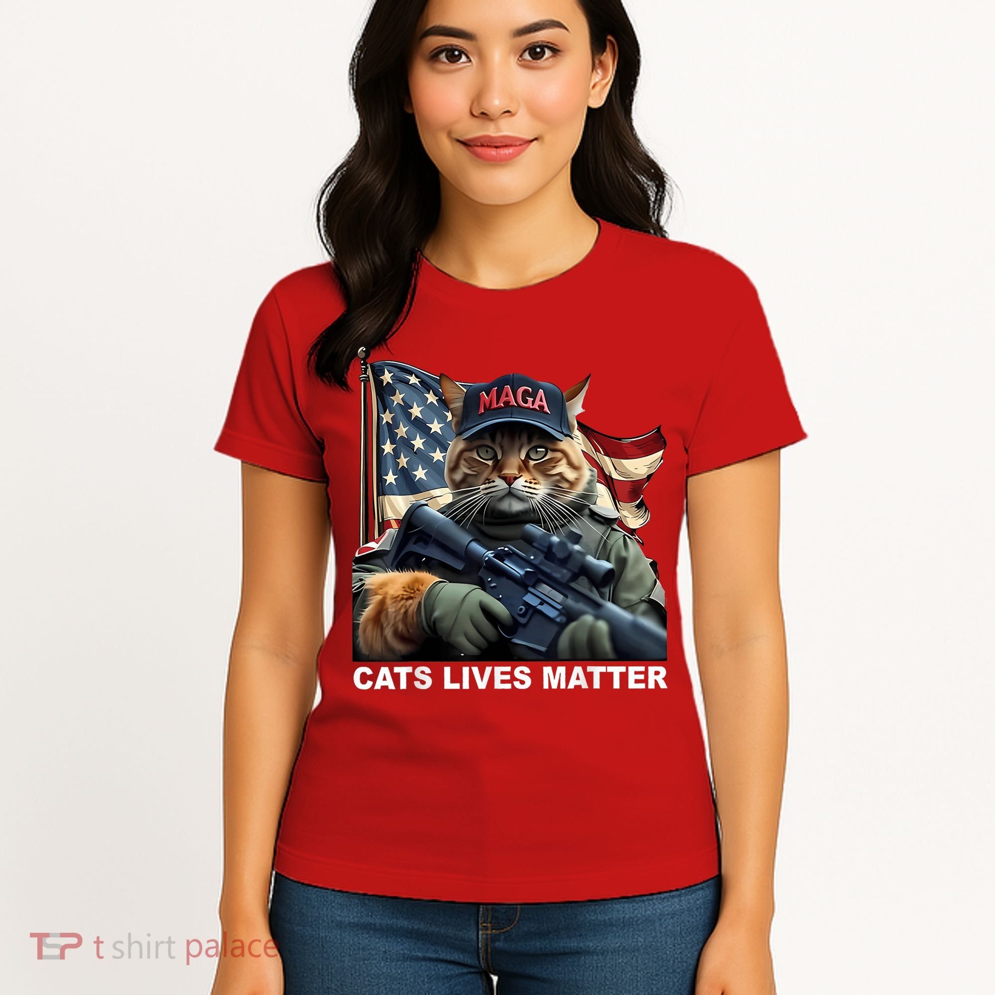 Cats Lives Matter Funny Trump 2024 Cat Maga Women's T-Shirt