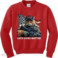 Cats Lives Matter Funny Trump 2024 Cat Maga Kids Sweatshirt thumb 0