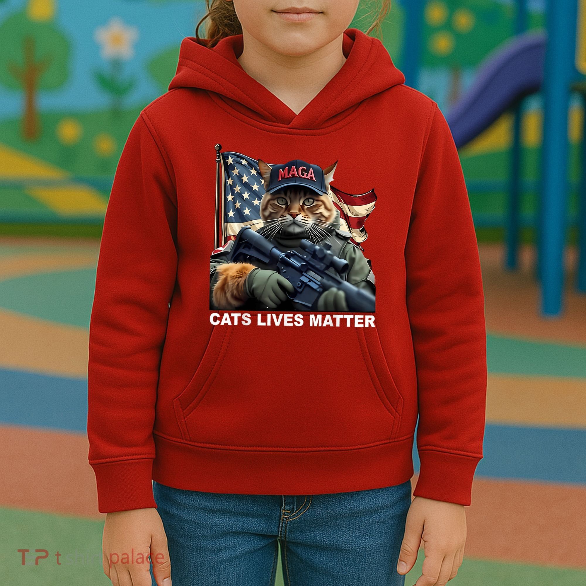 Cats Lives Matter Funny Trump 2024 Cat Maga Kids Hoodie