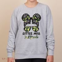 Camo Little Miss 3rd Third Grade Messy Bun Hair Tie Bow Women's Sweatshirt thumb 0