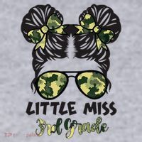 Camo Little Miss 3rd Third Grade Messy Bun Hair Tie Bow Women's Sweatshirt thumb 2