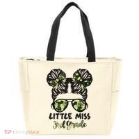 Camo Little Miss 3rd Third Grade Messy Bun Hair Tie Bow Tote Bag thumb 0