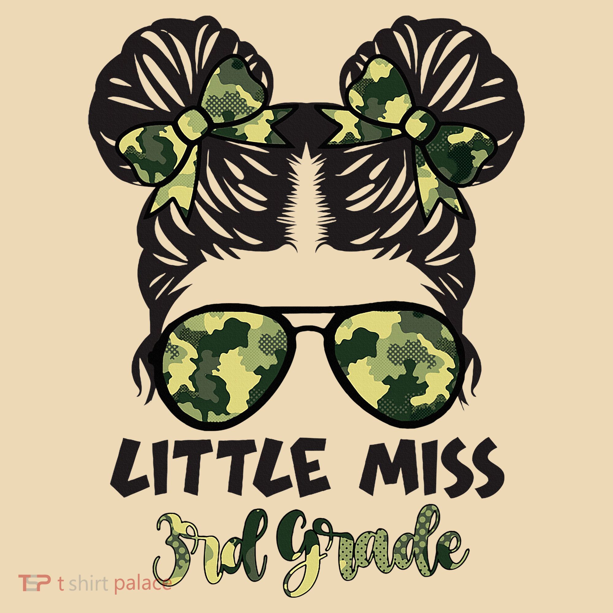 Camo Little Miss 3rd Third Grade Messy Bun Hair Tie Bow Tote Bag