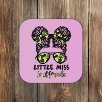 Camo Little Miss 3rd Third Grade Messy Bun Hair Tie Bow Coaster thumb 0