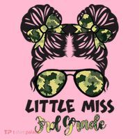 Camo Little Miss 3rd Third Grade Messy Bun Hair Tie Bow Coaster thumb 2