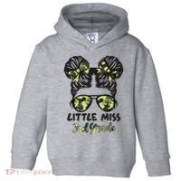 Camo Little Miss 3rd Third Grade Messy Bun Hair Tie Bow Toddler Hoodie thumb 0