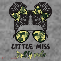 Camo Little Miss 3rd Third Grade Messy Bun Hair Tie Bow Toddler Hoodie thumb 2