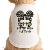 Camo Little Miss 3rd Third Grade Messy Bun Hair Tie Bow Doggie Tank thumb 0