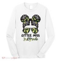 Camo Little Miss 3rd Third Grade Messy Bun Hair Tie Bow Long Sleeve Shirt thumb 0