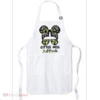 Camo Little Miss 3rd Third Grade Messy Bun Hair Tie Bow Apron thumb 0
