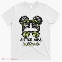 Camo Little Miss 3rd Third Grade Messy Bun Hair Tie Bow T-Shirt thumb 0