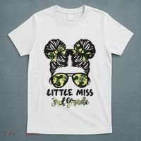 Camo Little Miss 3rd Third Grade Messy Bun Hair Tie Bow T-Shirt thumb 5