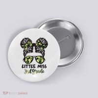 Camo Little Miss 3rd Third Grade Messy Bun Hair Tie Bow Button thumb 0