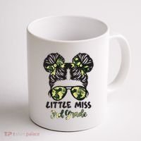 Camo Little Miss 3rd Third Grade Messy Bun Hair Tie Bow Coffee Mug thumb 1