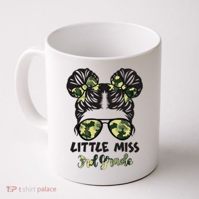 Camo Little Miss 3rd Third Grade Messy Bun Hair Tie Bow Coffee Mug